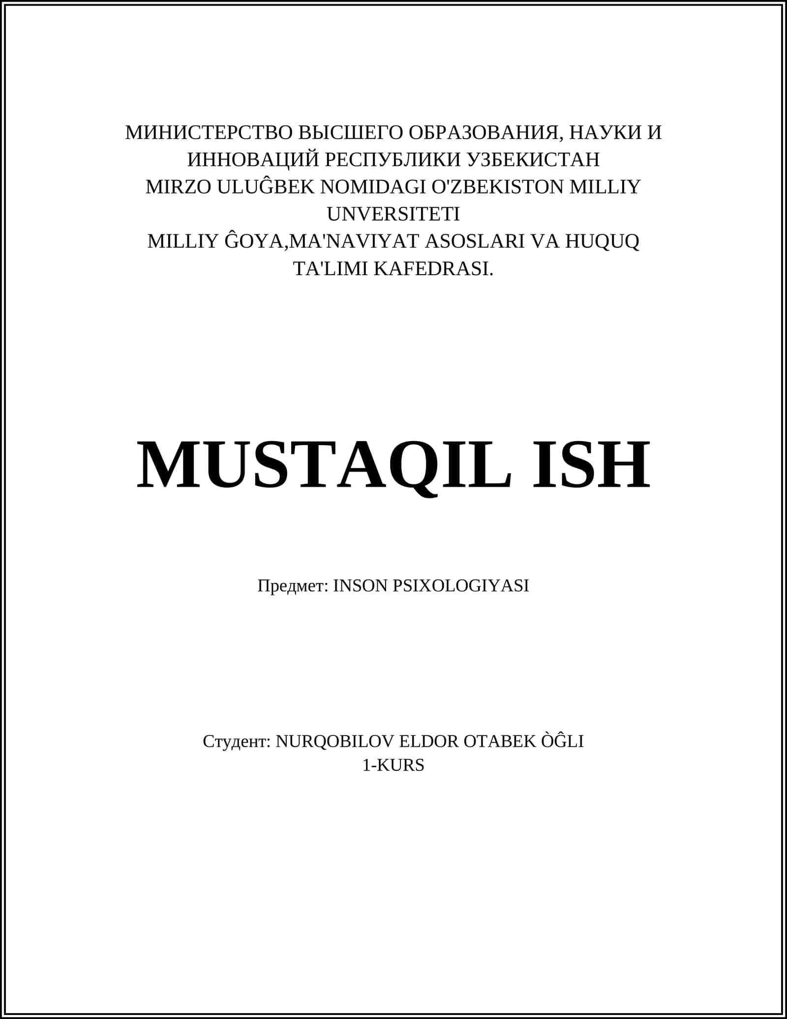 INSON PSIXOLOGIYASI