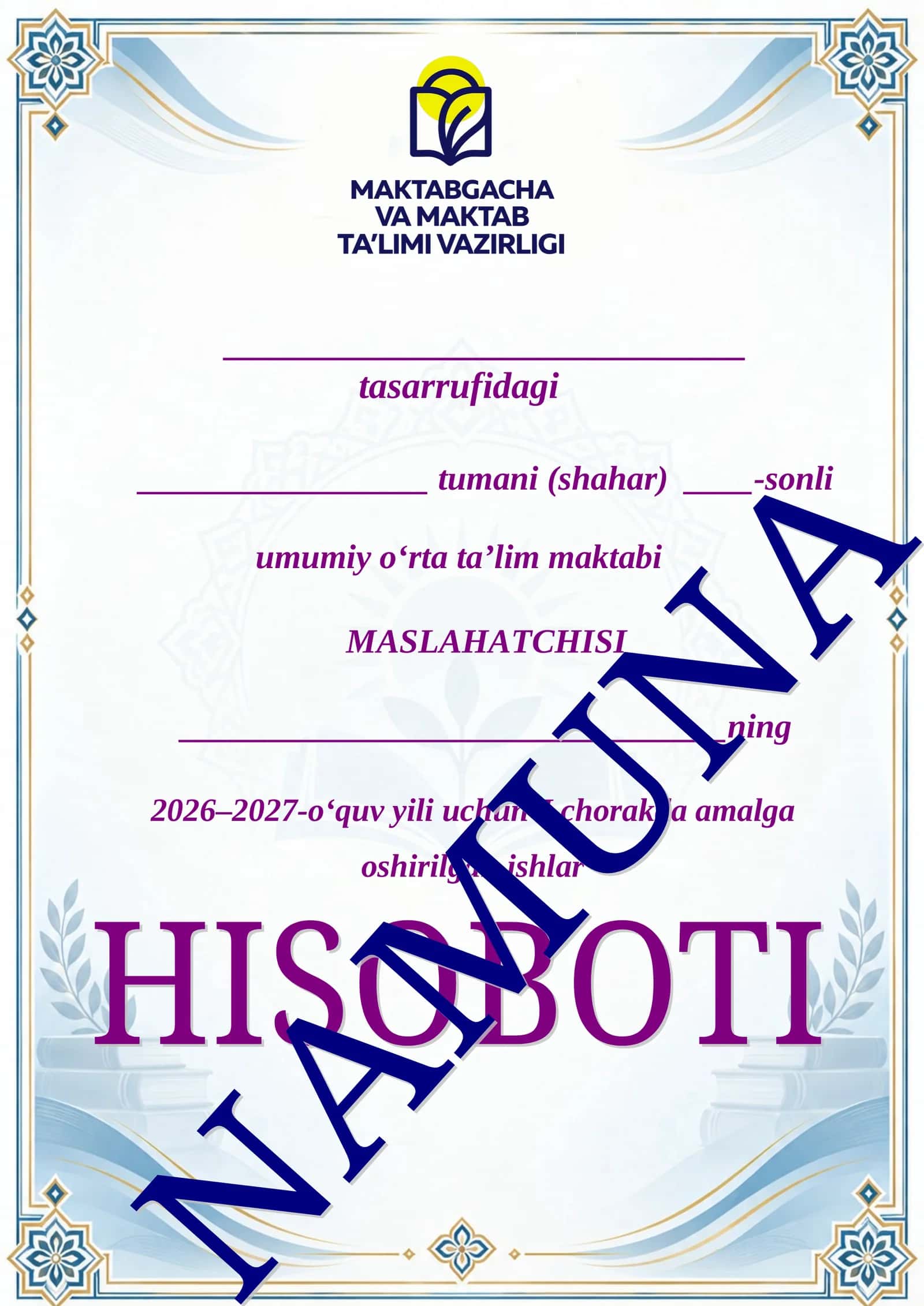 I CHORAKDA AMALGA OSHIRILGAN ASOSIY ISHLAR