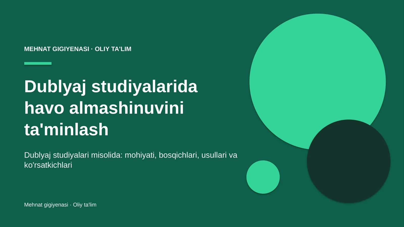 Mehnat gigiyenasi · Oliy ta'lim