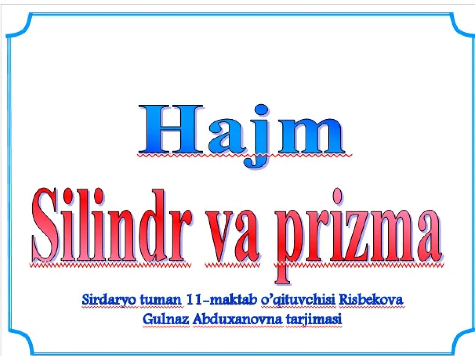 Jism hajmini aniqlash