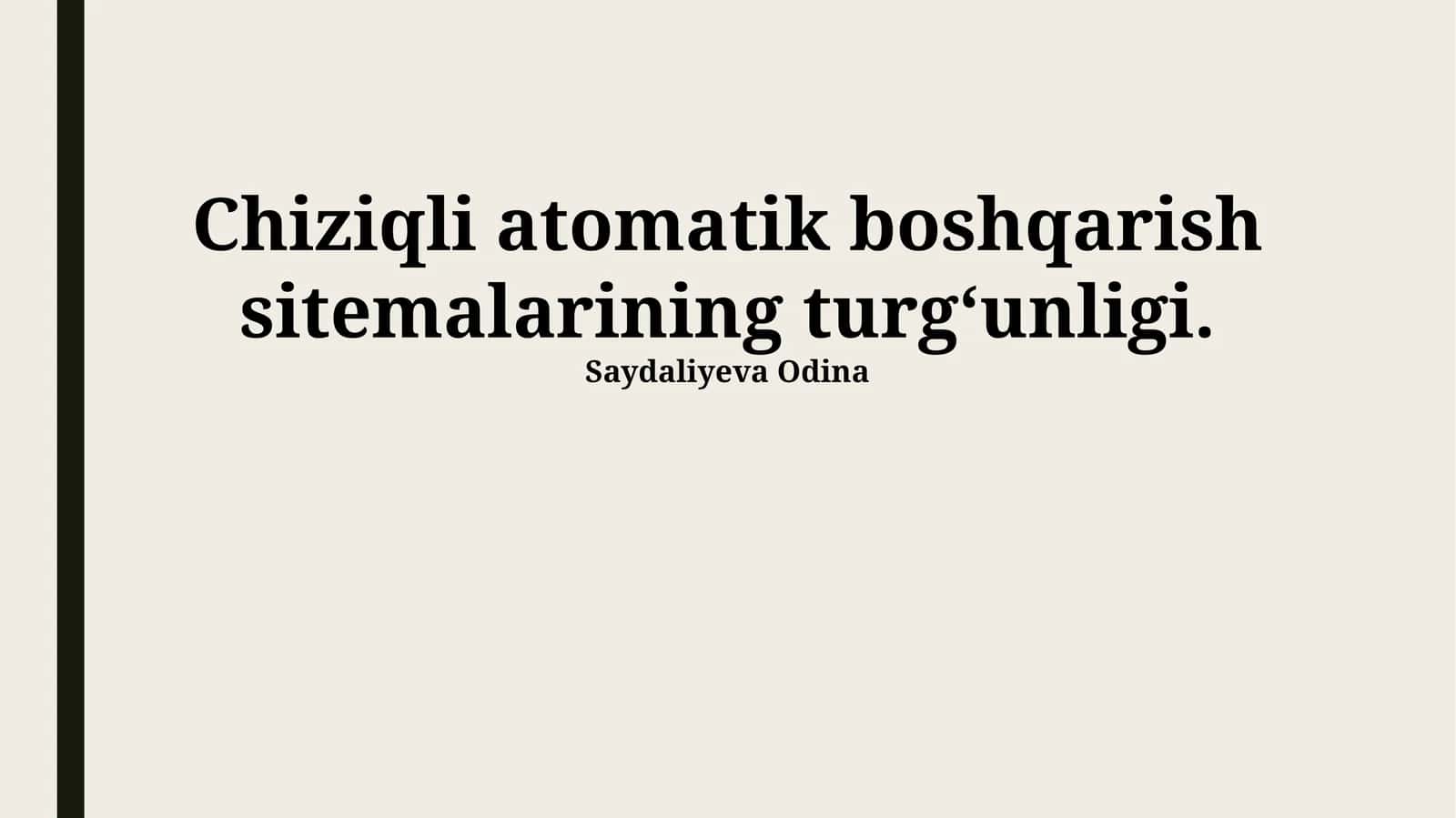 Chiziqli Avtomatik Boshqarish Tizimlarining Barqarorligi Tushunchasi
