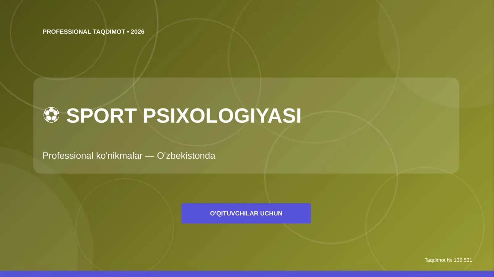 SPORT PSIXOLOGIYASI Professional ko'nikmalar — O'zbekistonda