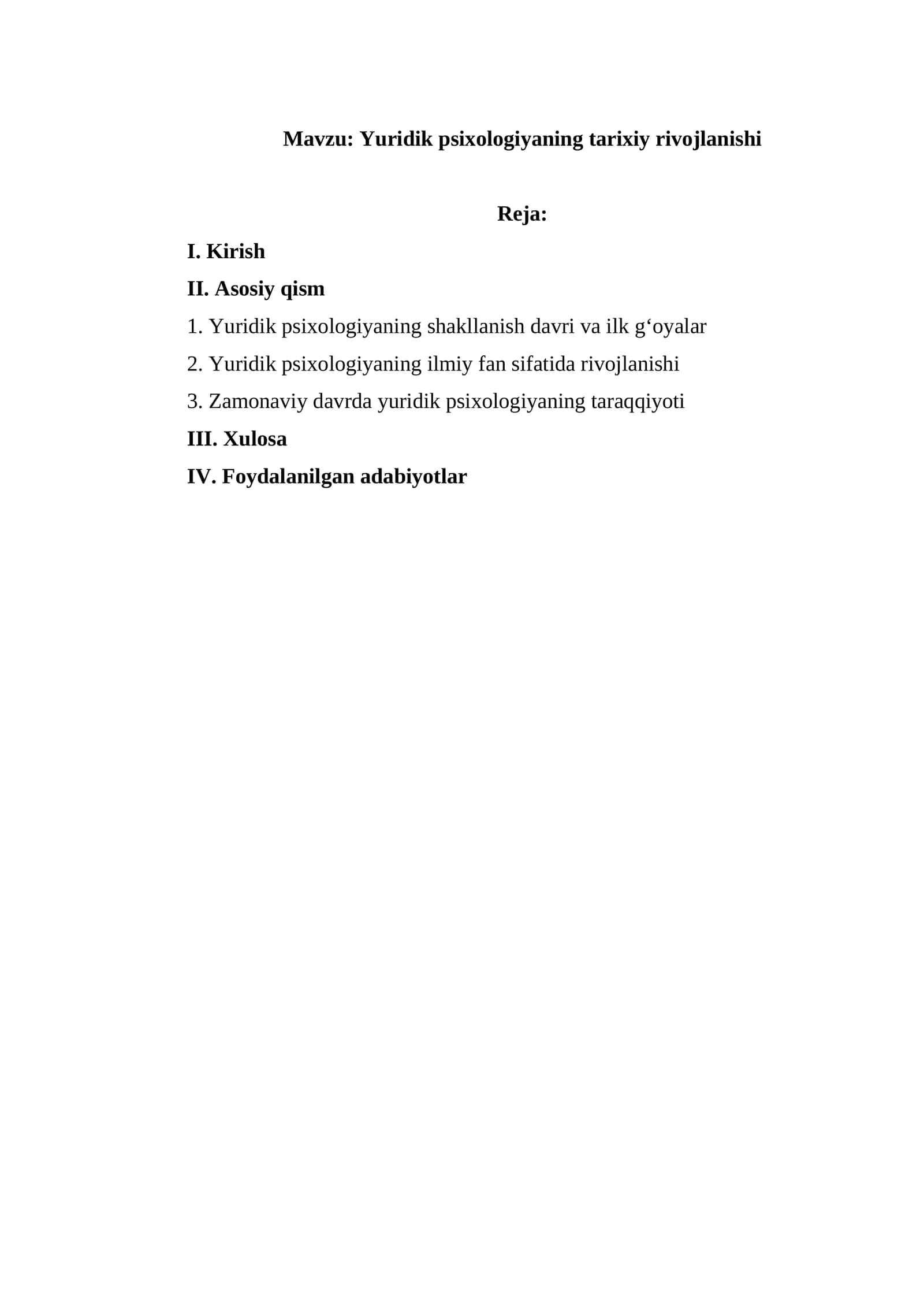 Yuridik psixologiyaning tarixiy rivojlanishi
