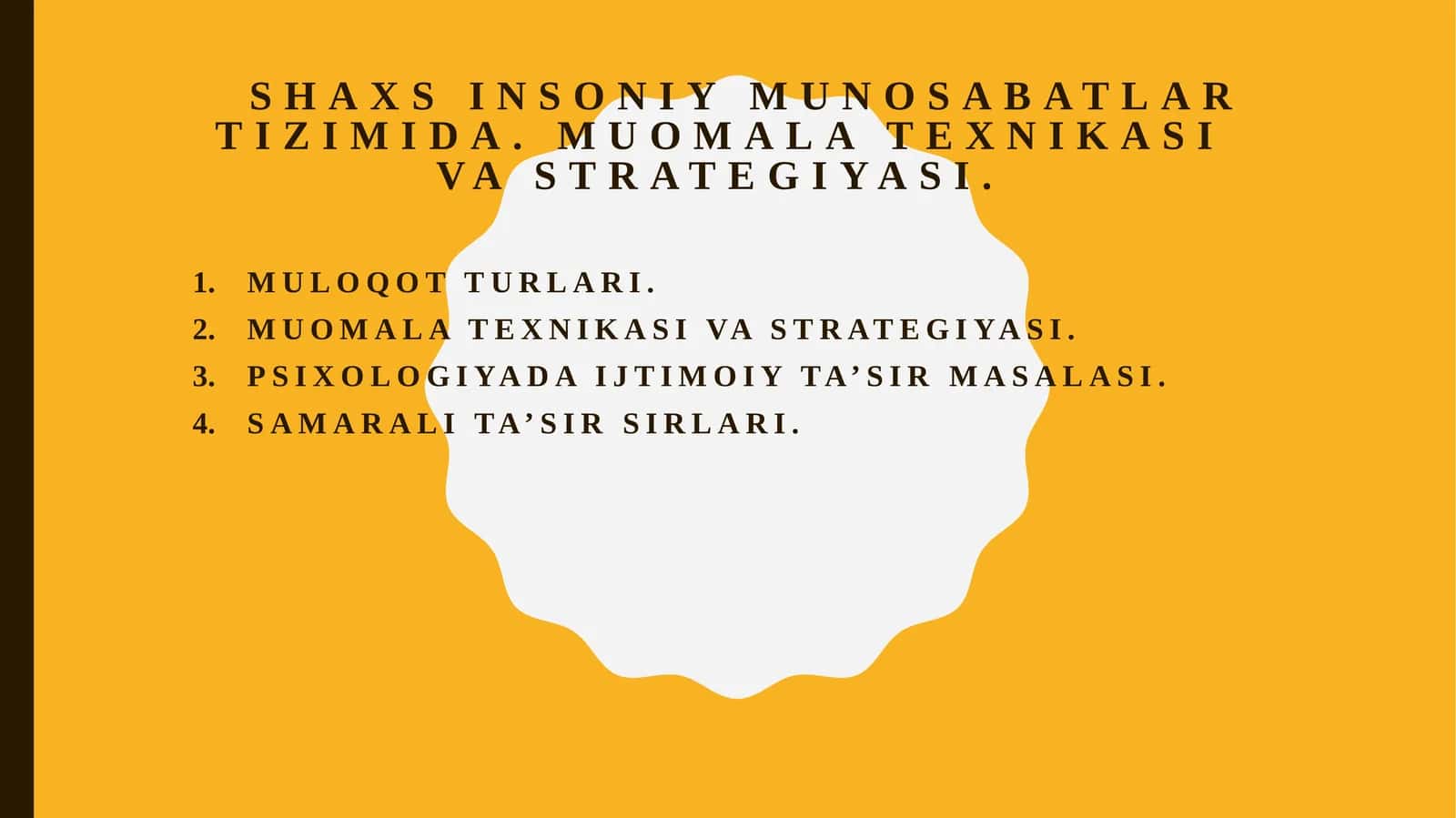 MULOQOT HAQIDA TUSHUNCHA