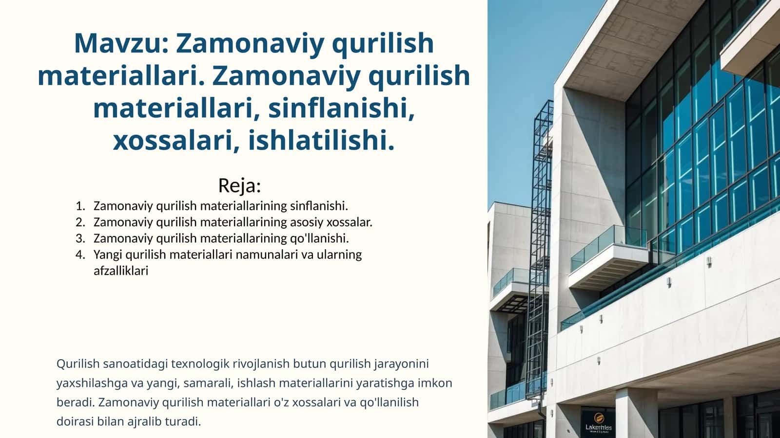 Zamonaviy qurilish materiallari