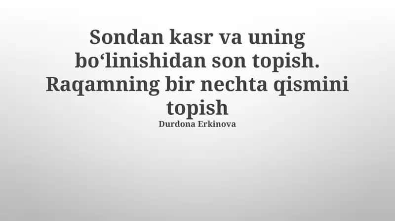 Sonning bir necha qismlarini topish