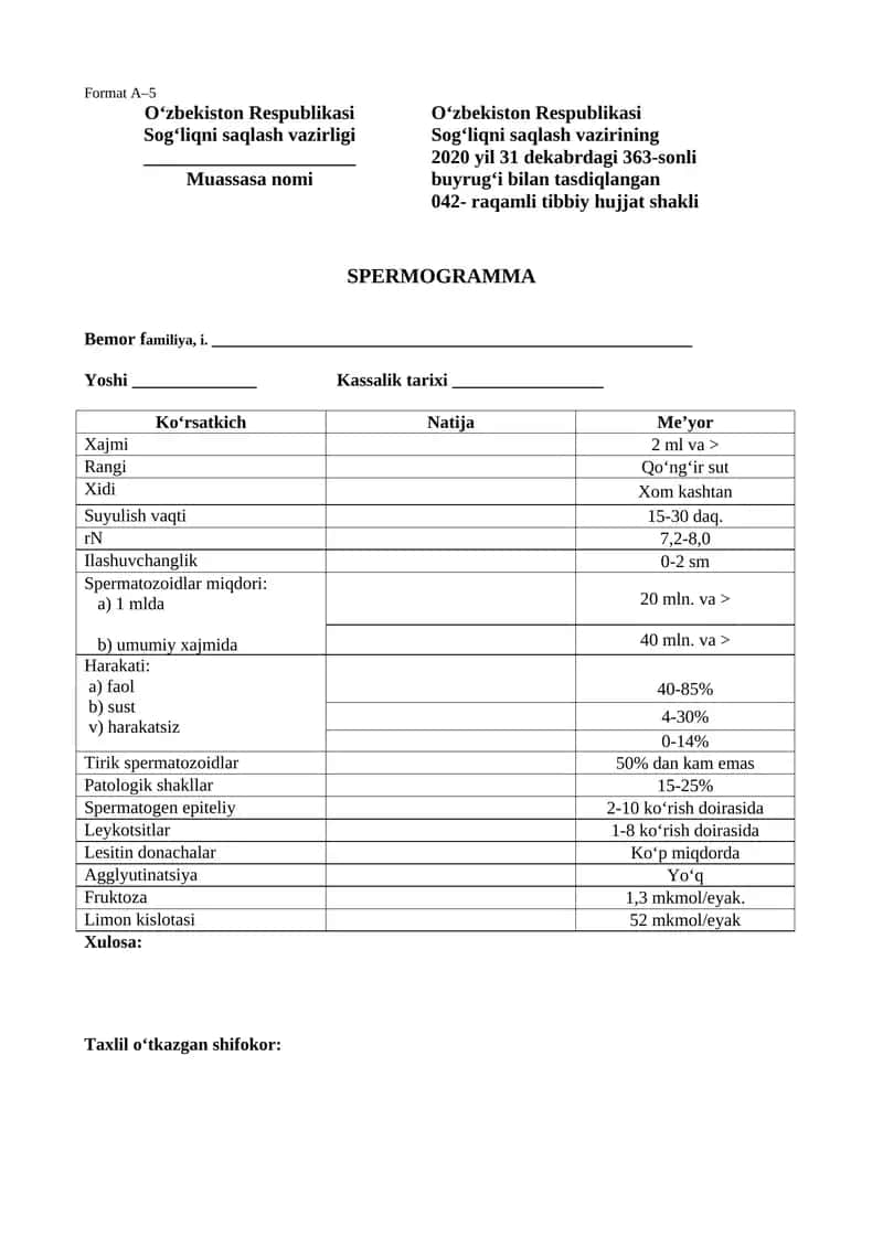 SPERMOGRAMMA 042