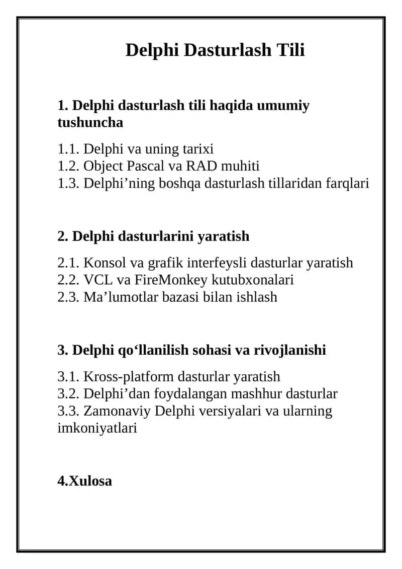 Delphi Dasturlash Tili