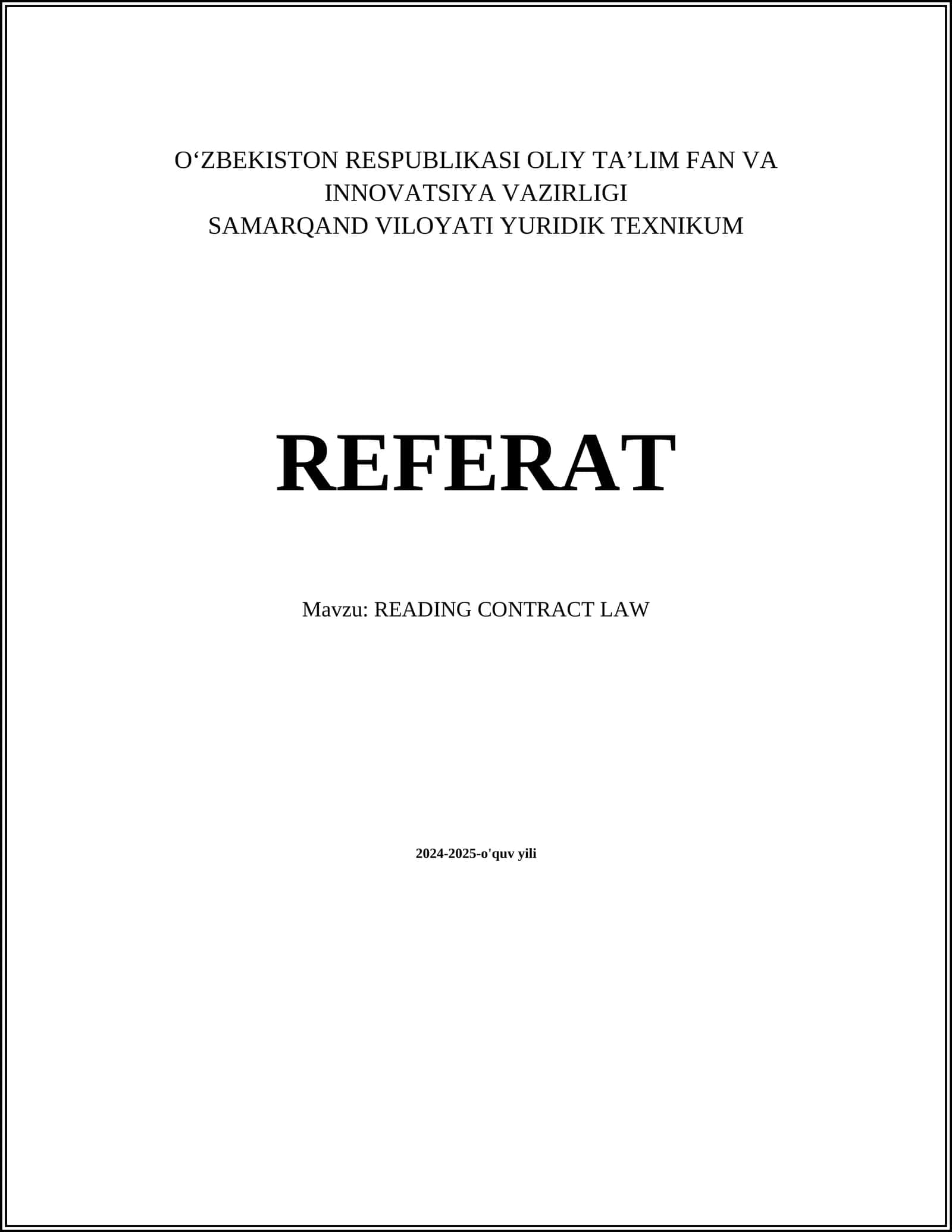 READING CONTRACT LAW