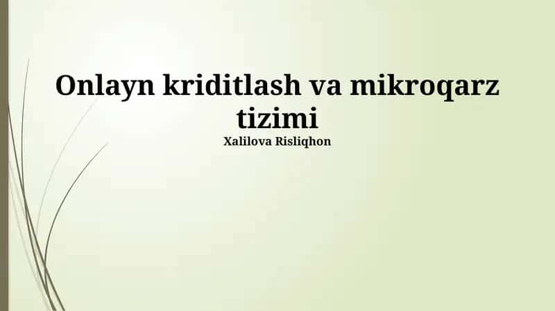 Onlayn kriditlash va mikroqarz tizimi