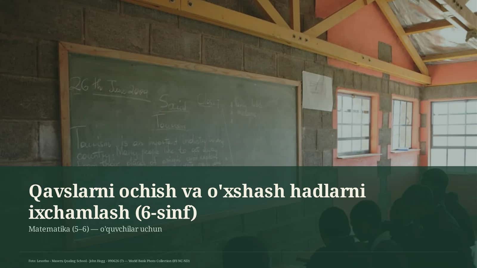 Qavslarni ochish va o'xshash hadlarni ixchamlash (6-sinf)