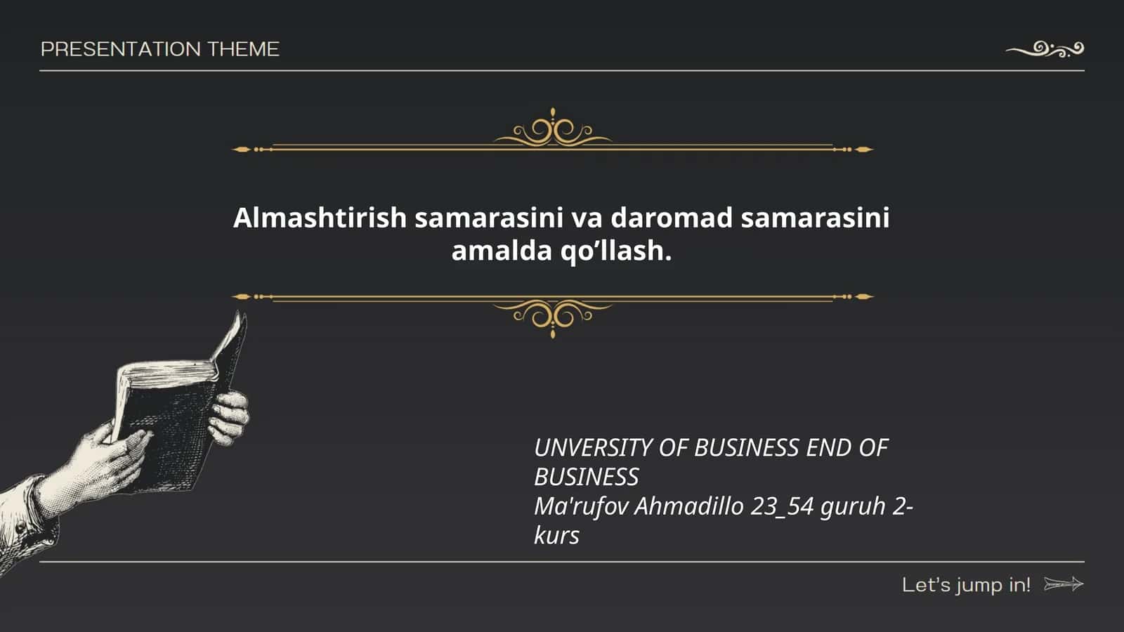 Almaştiriş samarasini va daromad samarasini amalda qo’llash