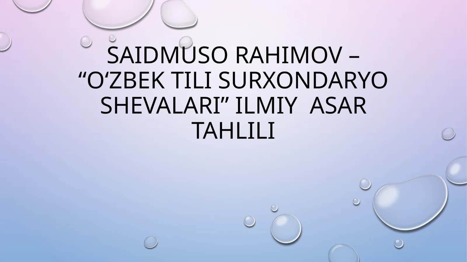 O‘zbek tili Surxondaryo shevalari