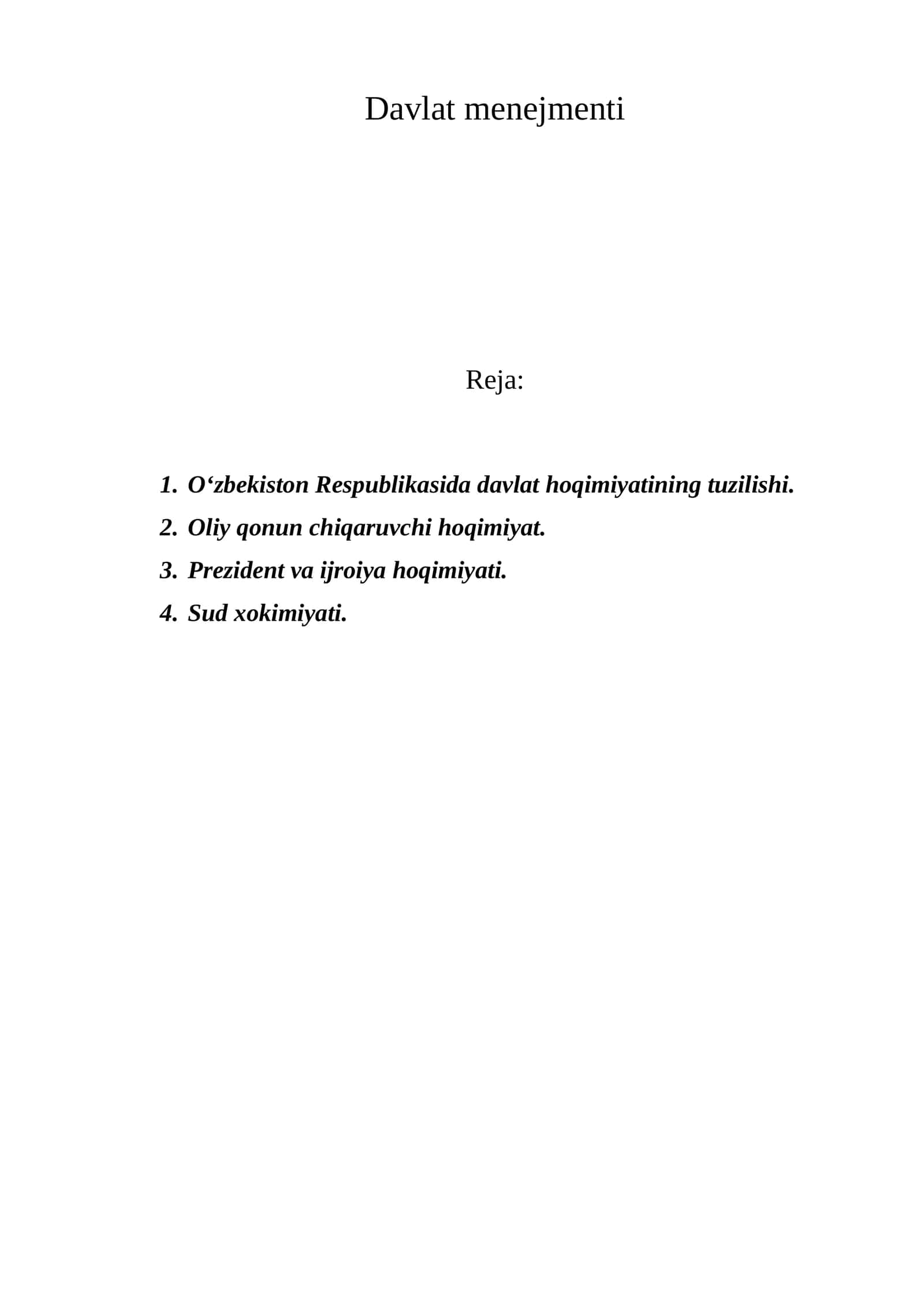 O'zbekiston Respublikasida davlat hoqimiyati