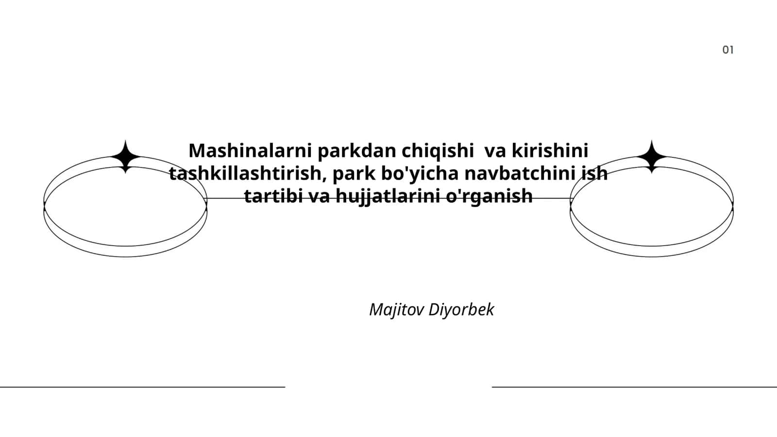 Mashinalarni parkdan chiqishi va kirishini tashkillashtirish