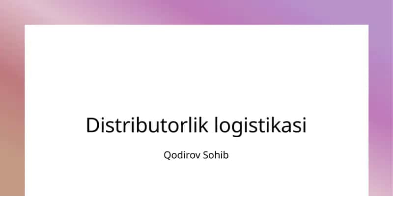 Distributorlik logistikasi