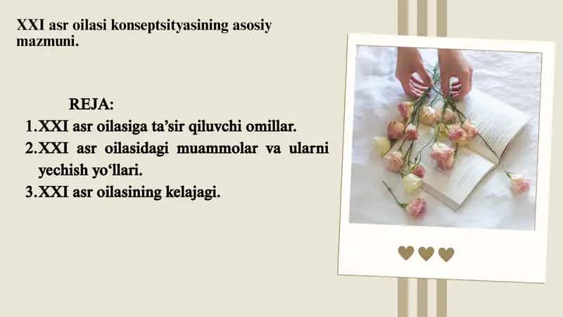 XXI asr oilasi konseptsityasining asosiy mazmuni.
