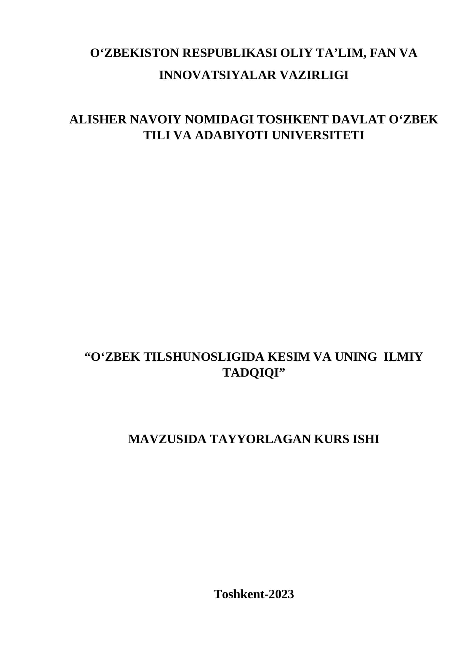 O‘zbek tilshunosligida kesim va uning ilmiy tadqiqi