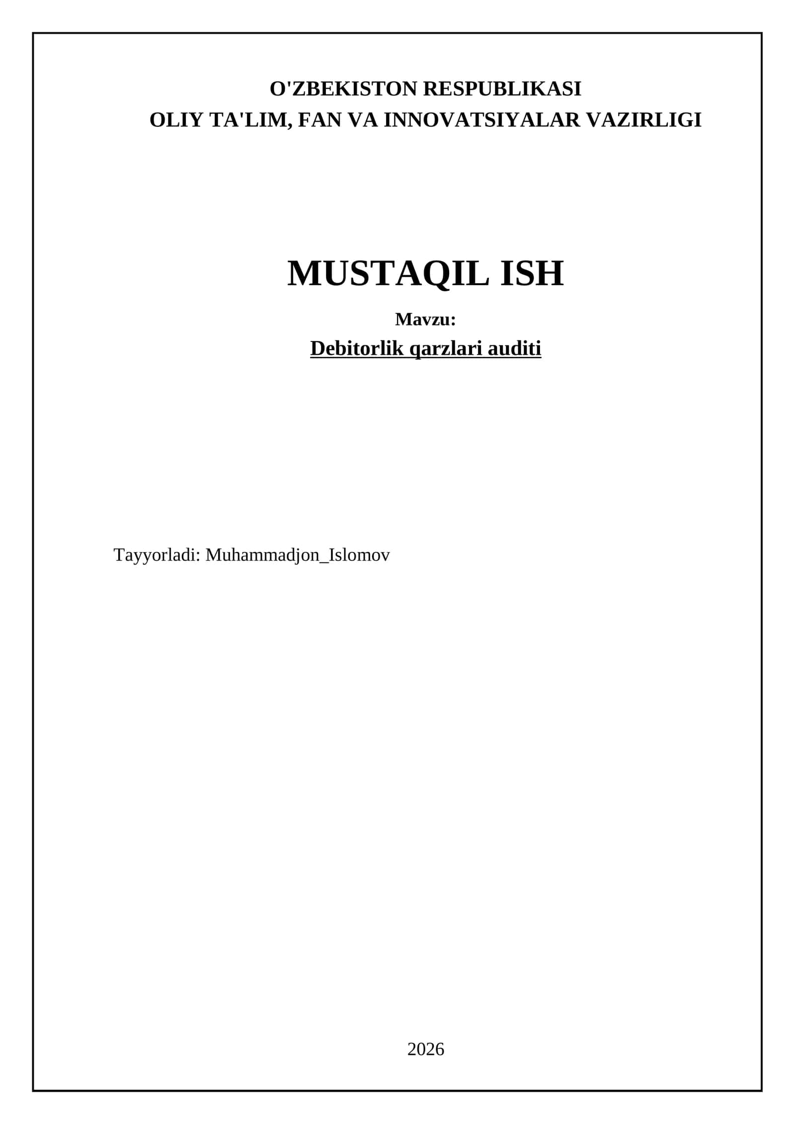 Debitorlik qarzlari auditi