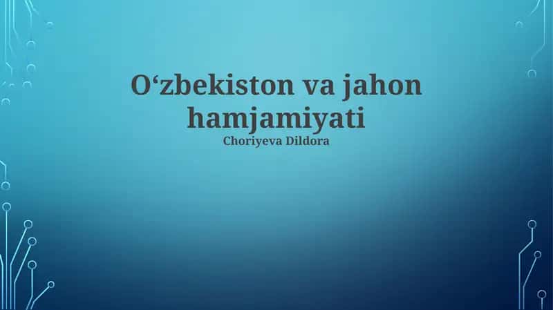 Oʻzbekiston va jahon hamjamiyati
