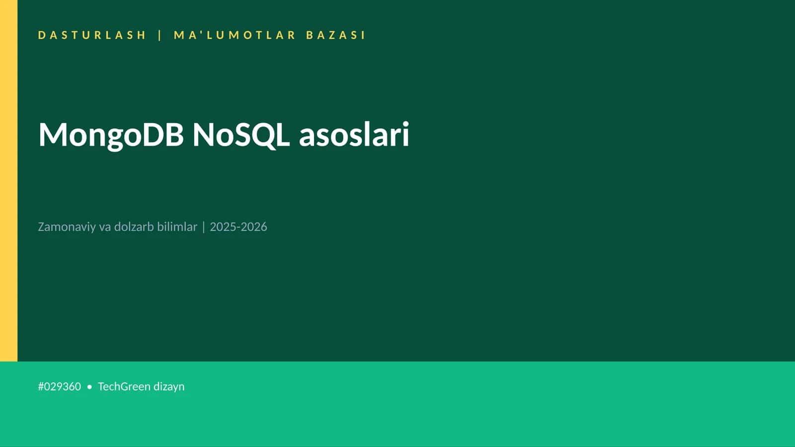 MongoDB NoSQL asoslari