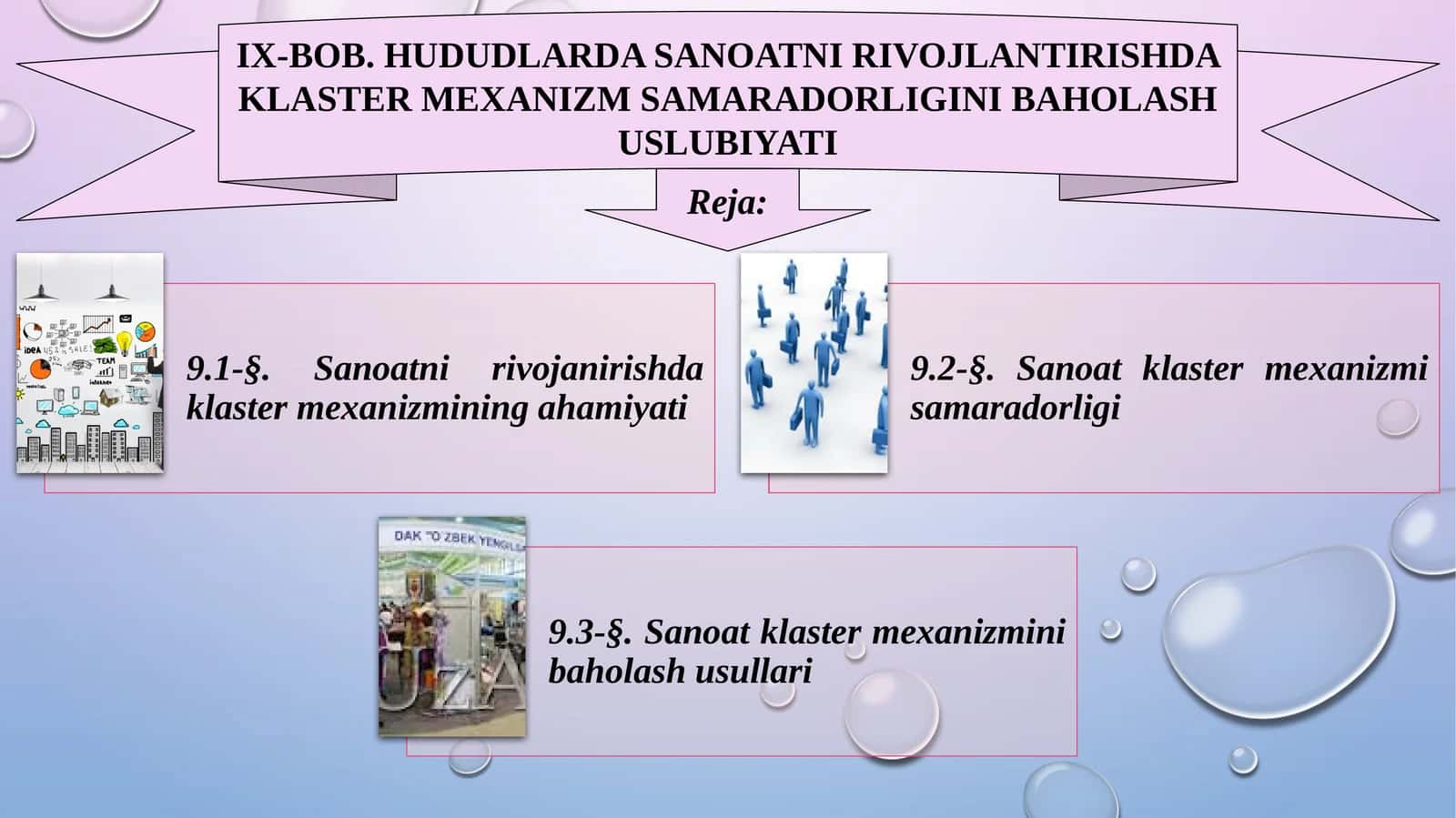 HUDUDLARDA SANOATNI RIVOJLANTIRISHDA KLASTER MEXANIZM SAMARADORLIGINI BAHOLASH USLUBIYATI