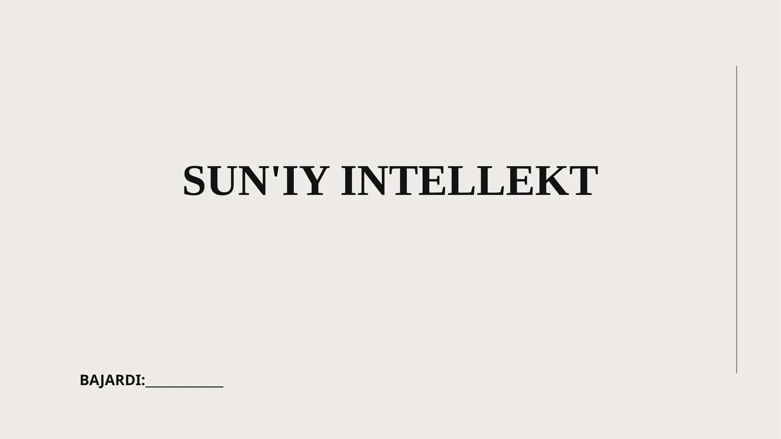 SUN'IY INTELLEKT