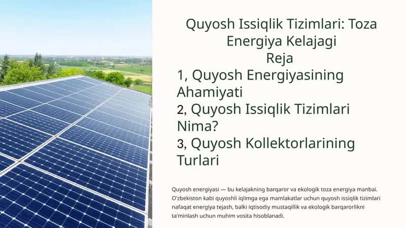 Quyosh Issiqlik Tizimlari