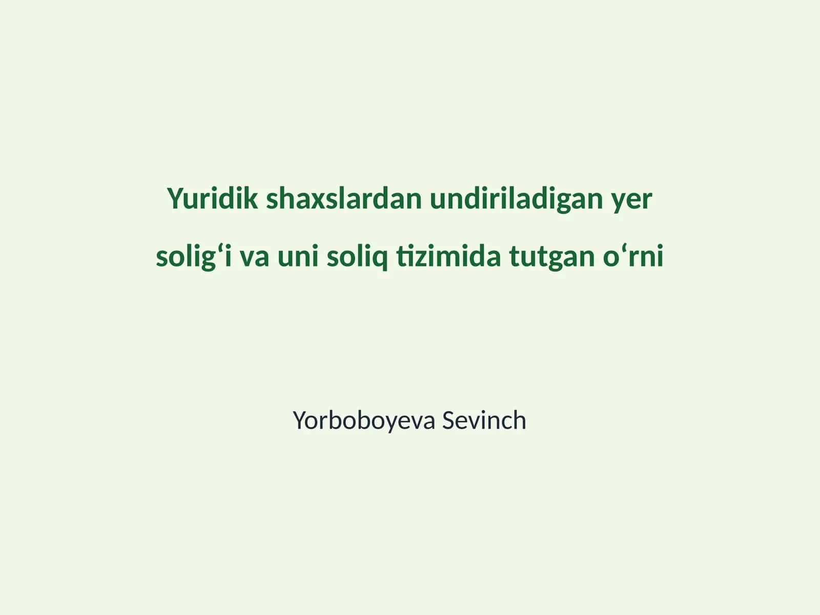 Yer solig‘ining yuridik shaxslar uchun ahamiyati
