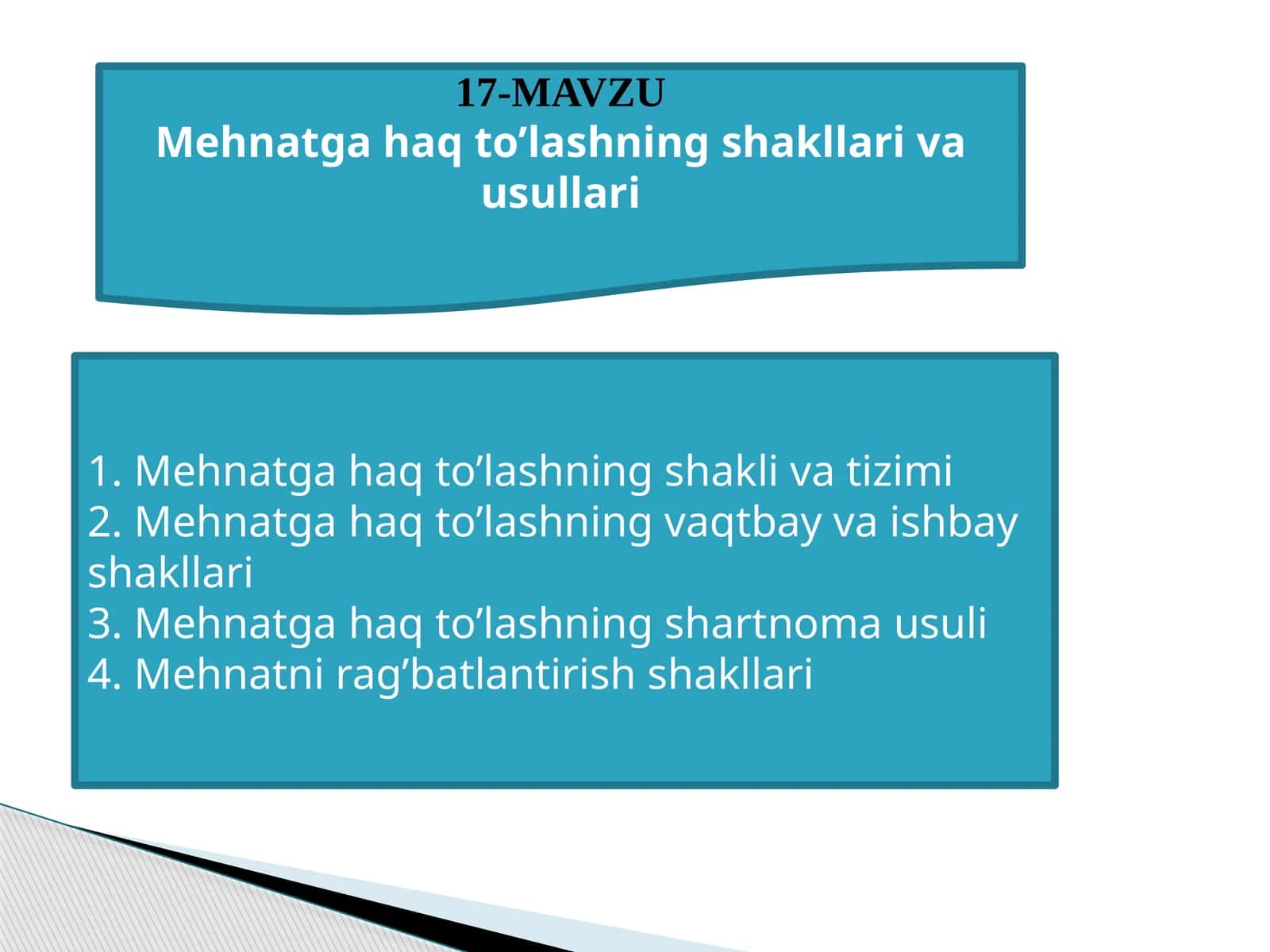 Mеhnаtgа hаq to’lаshning shаkllari va usullаri
