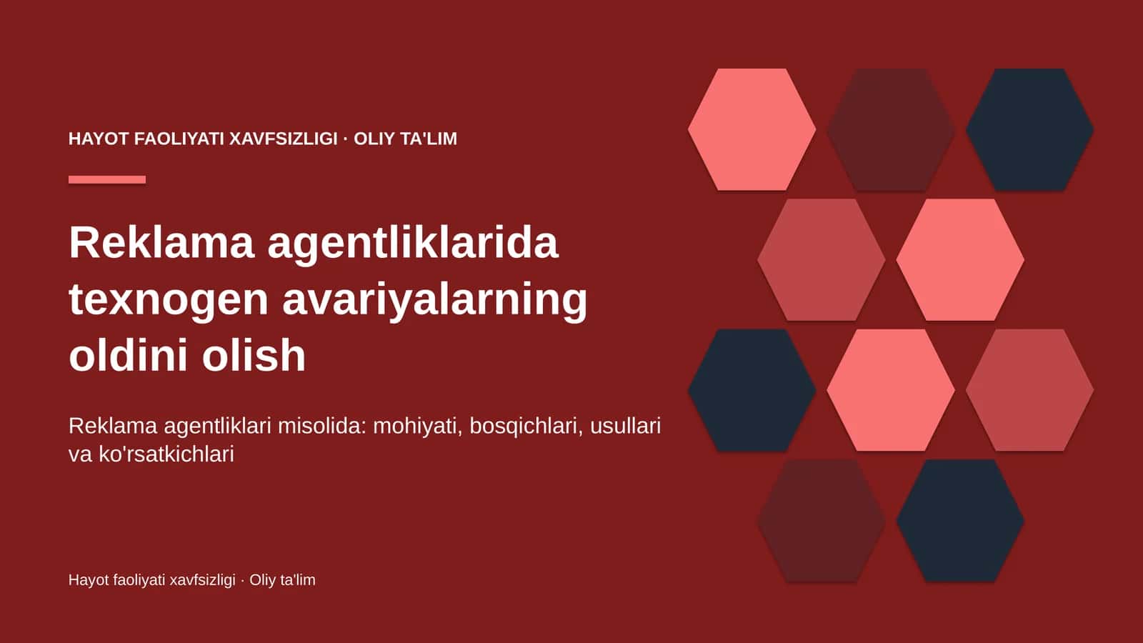 Reklama agentliklarida texnogen avariyalarning oldini olish