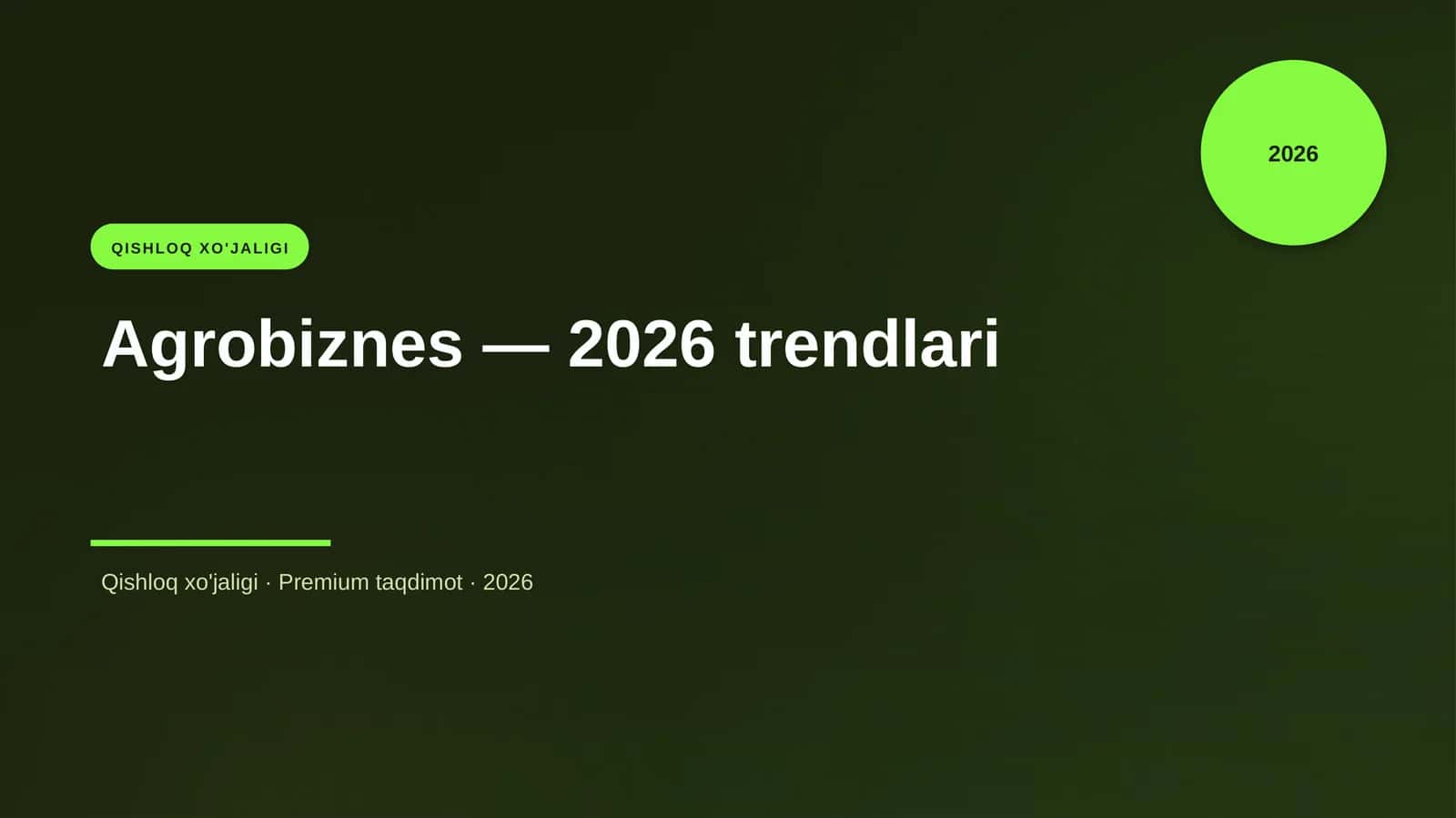 Agrobiznes — 2026 trendlari