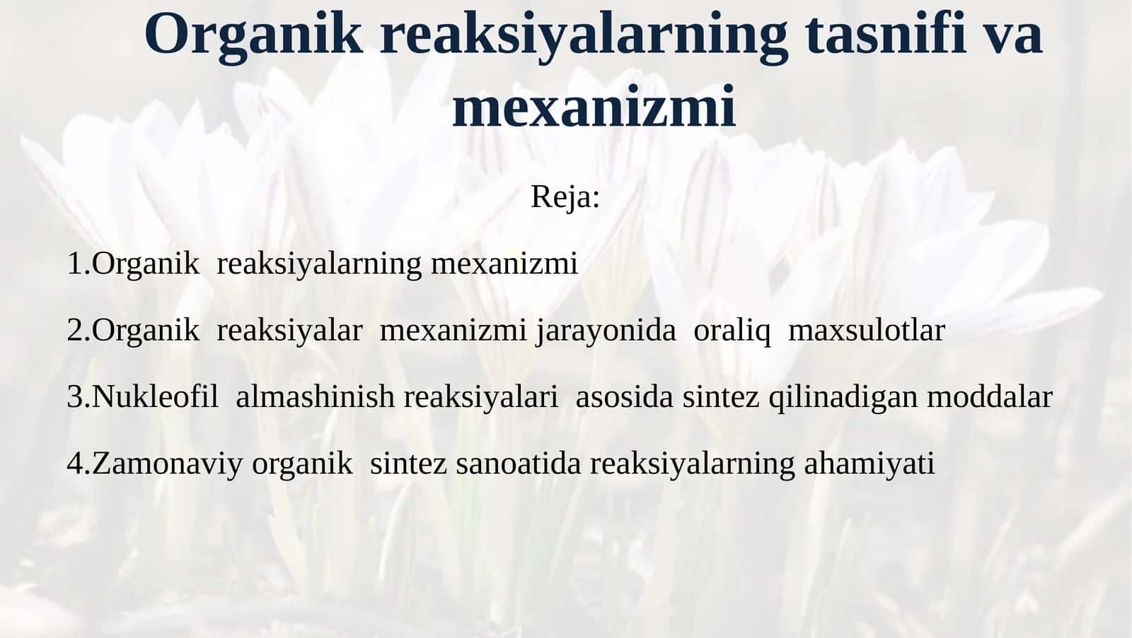 Organik reaksiyalarning tasnifi va mexanizmi