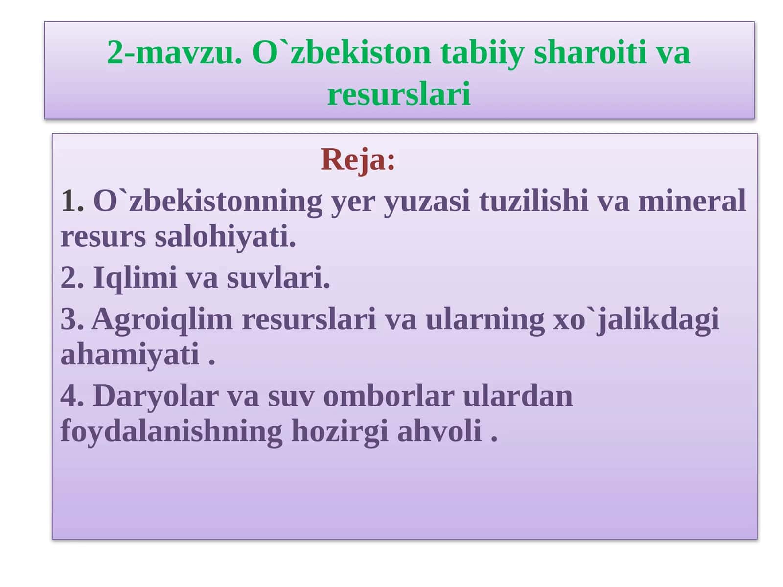 O`zbekistontabiiysharoitivaresurslari