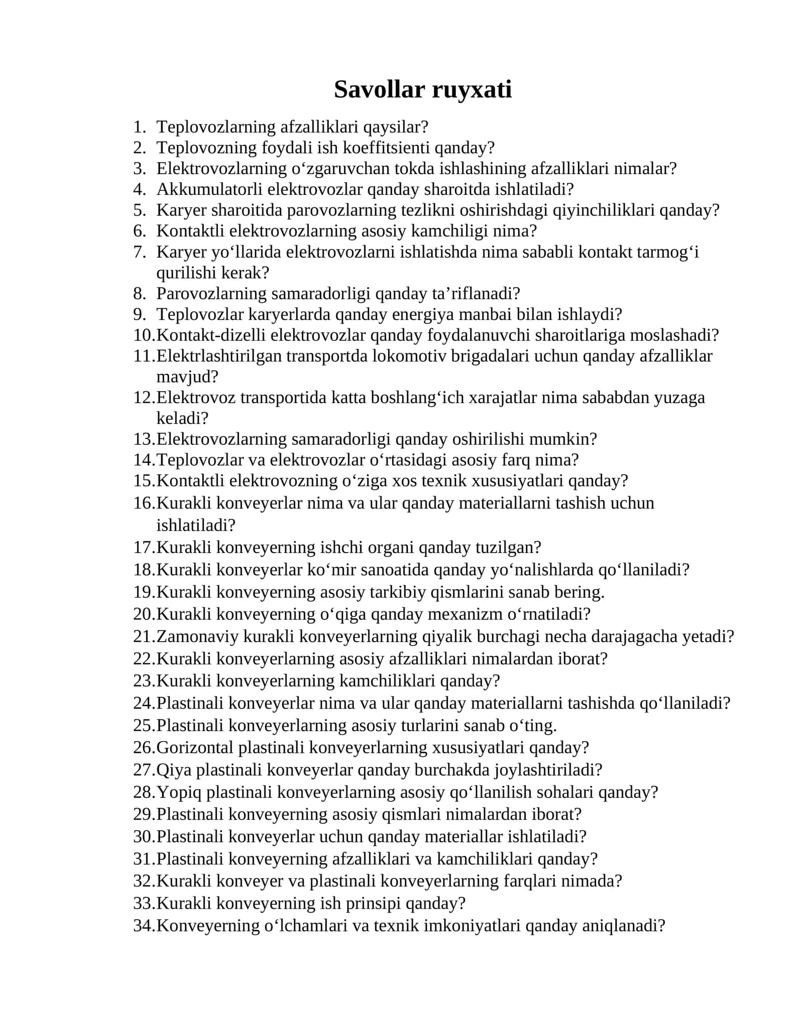 Savollar ruyxati