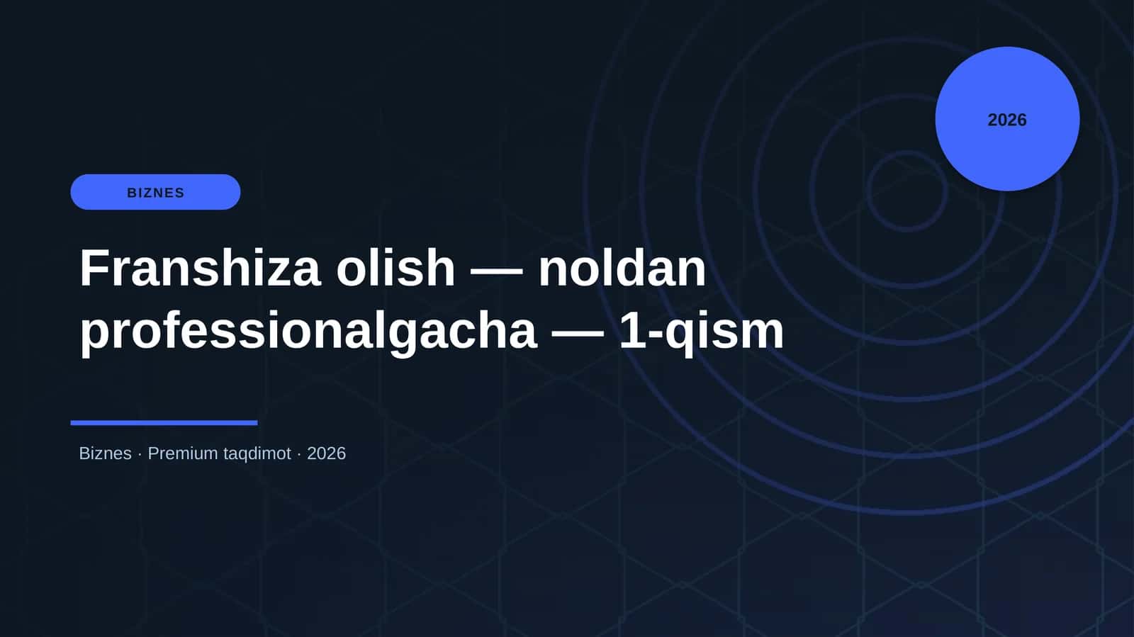 Franshiza olish — noldan professionalgacha — 1-qism