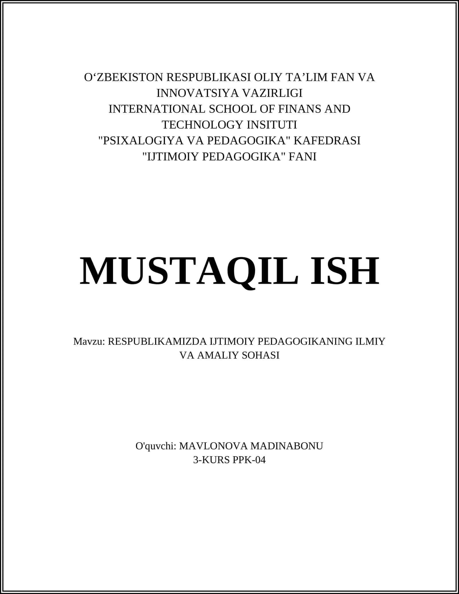 Ijtimoiy pedagogikaning nazariy asoslari