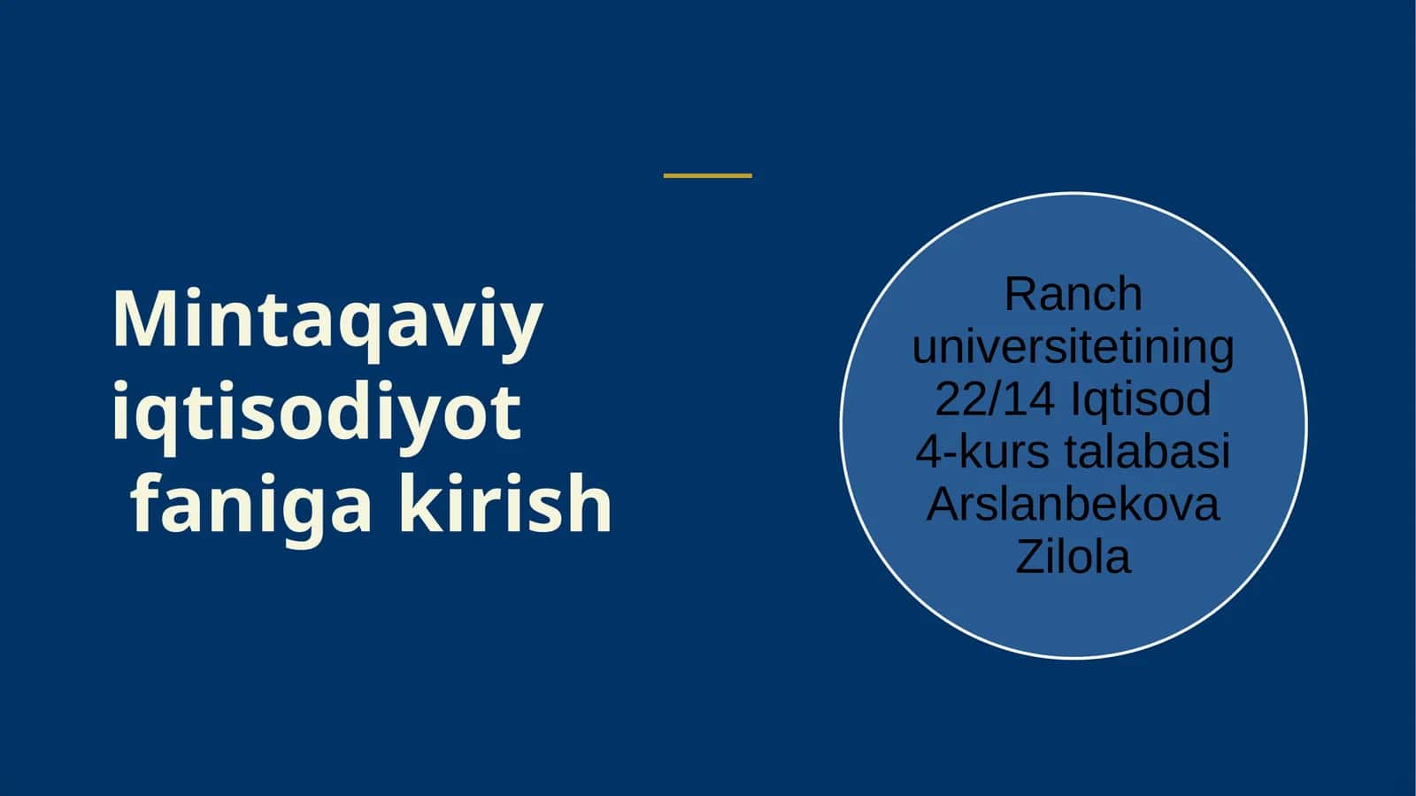 Mintaqaviy iqtisodiyot faniga kirish