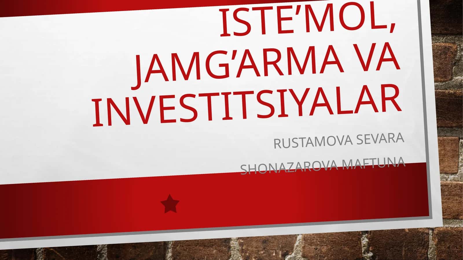 Iste’mol, jamg’ar mavainvestitsiyalar