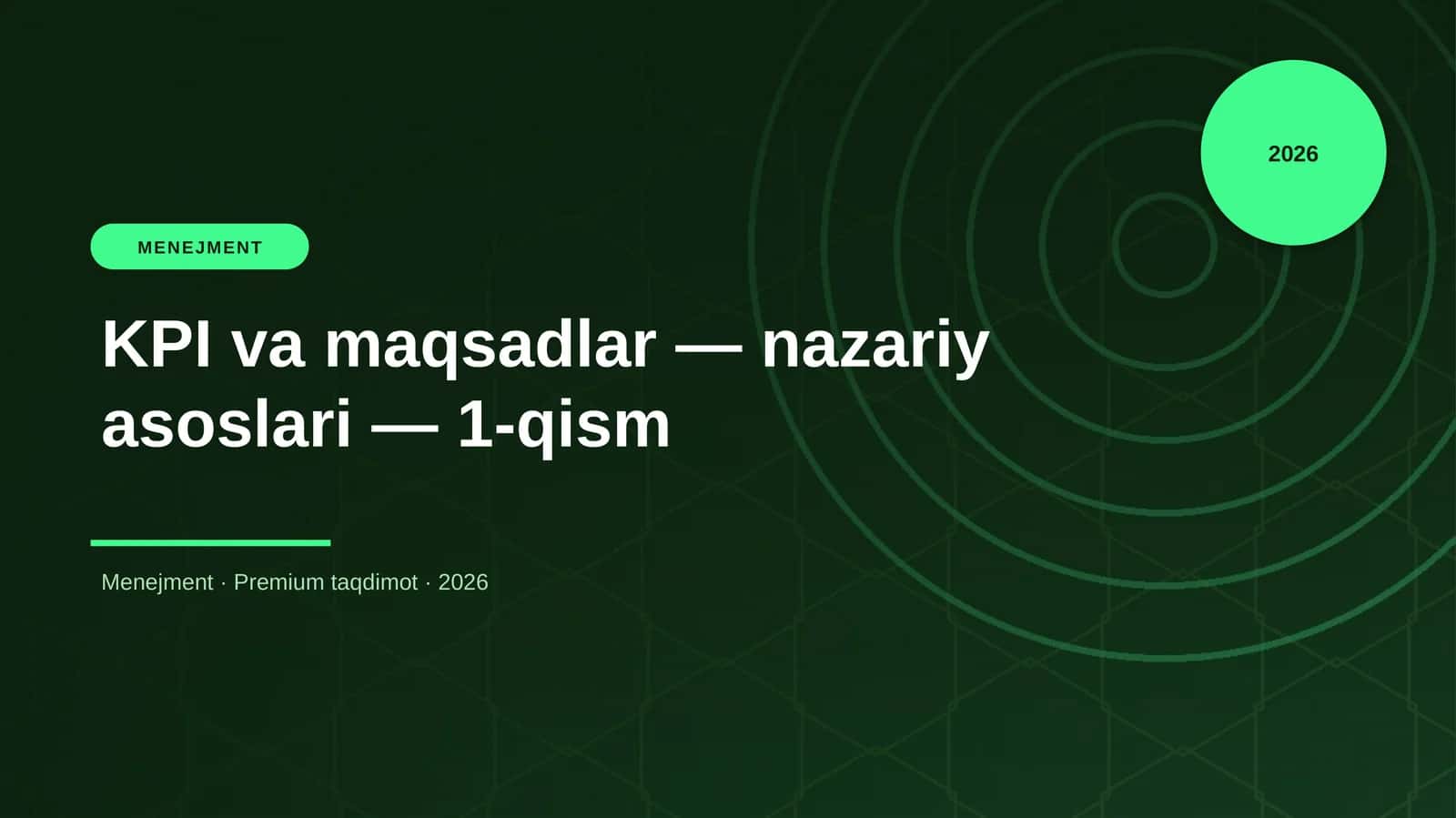 KPI va maqsadlar — nazariy asoslari — 1-qism