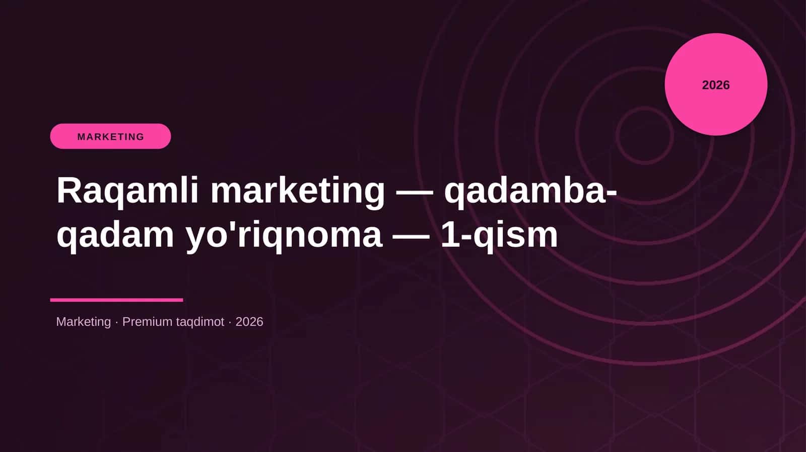 Raqamli marketing — qadamba-qadam yo'riqnoma — 1-qism