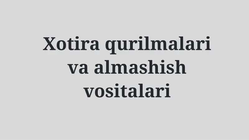 SSD va Xotiralari Malumotlashdirish Vositalari