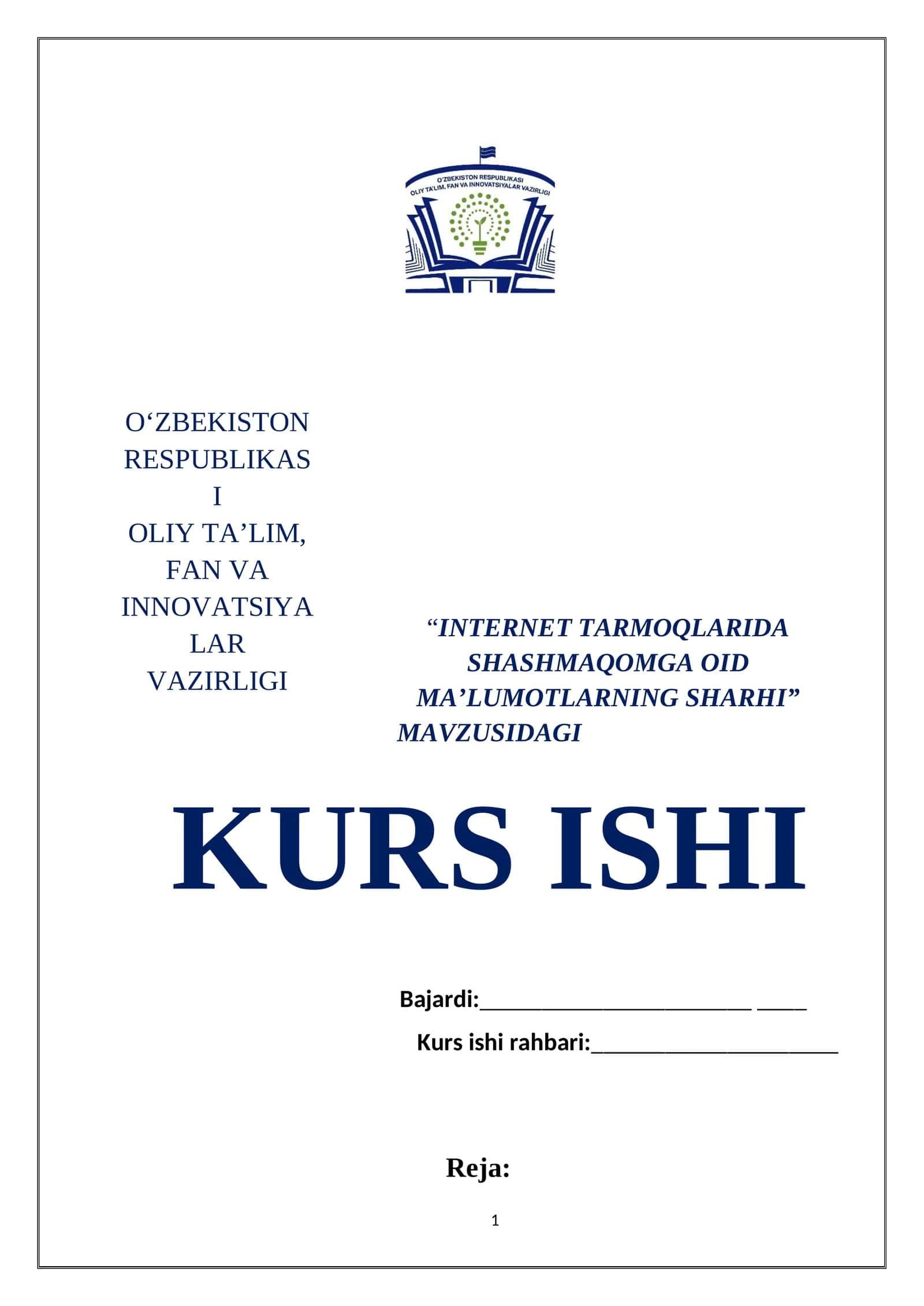 INTERNET TARMOQLARIDA SHASHMAQOMGA OID MA’LUMOTLARNING SHARHI