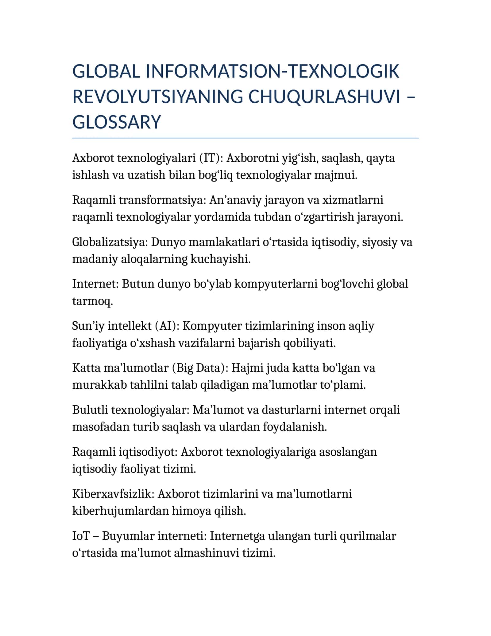 Glossary