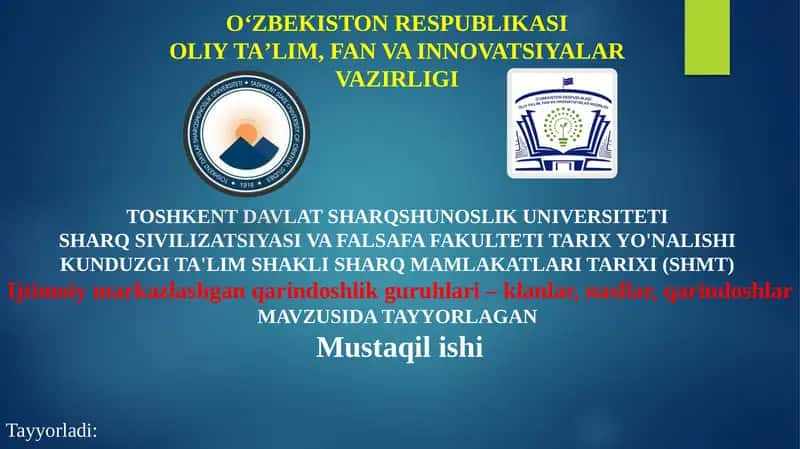 Ijtimoiy markazlashgan qarindoshlik guruhlari – klanlar, nasllar, qarindoshlar