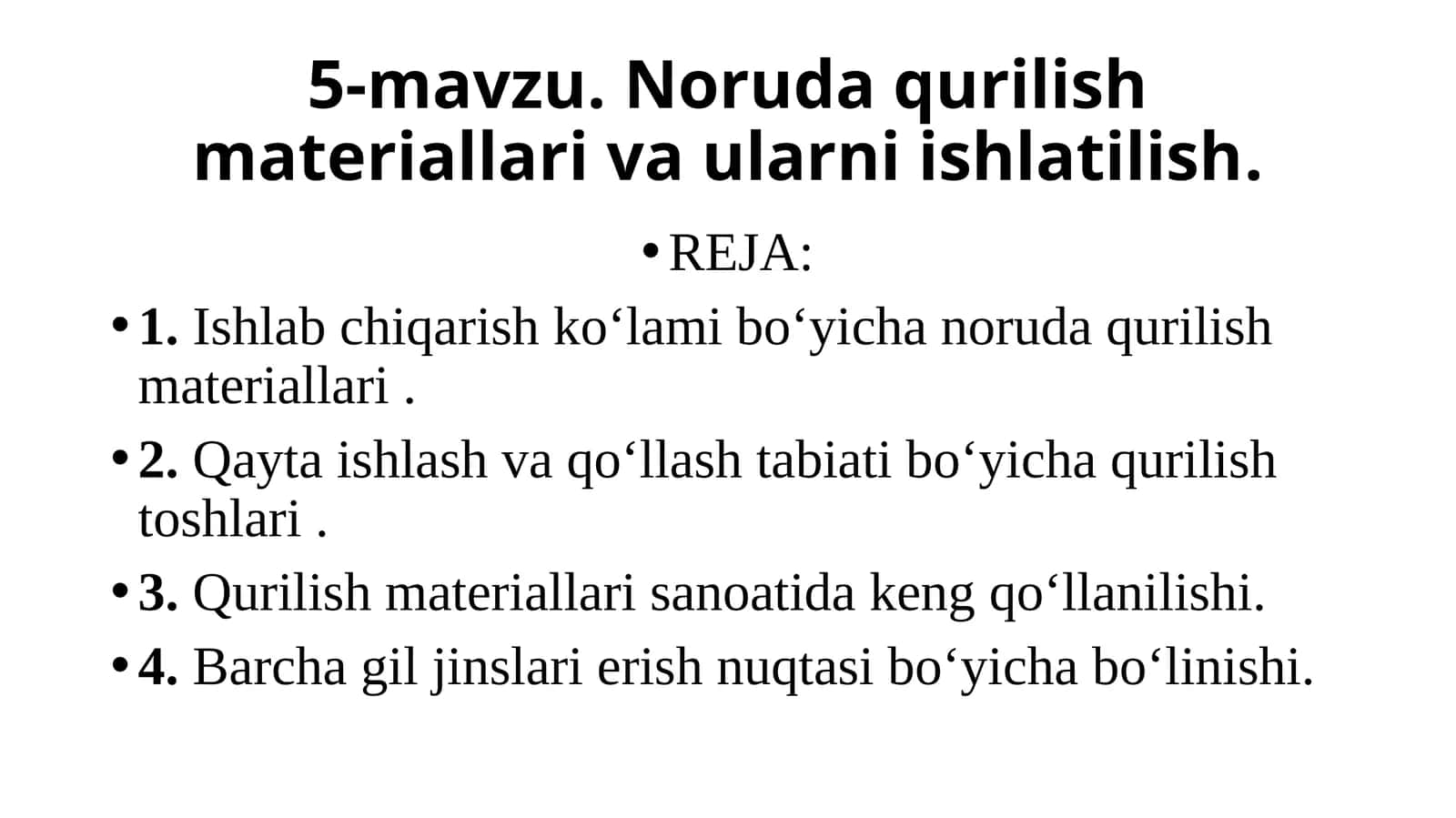 Noruda qurilish materiallari va ularni ishlash