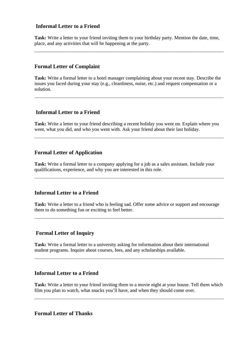 Formal Letter of Inquiry