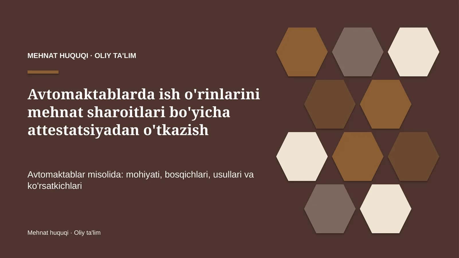 avtomaktablarda ish o'rinlarini mehnat sharoitlari bo'yicha attestatsiyadan o'tkazish 3339