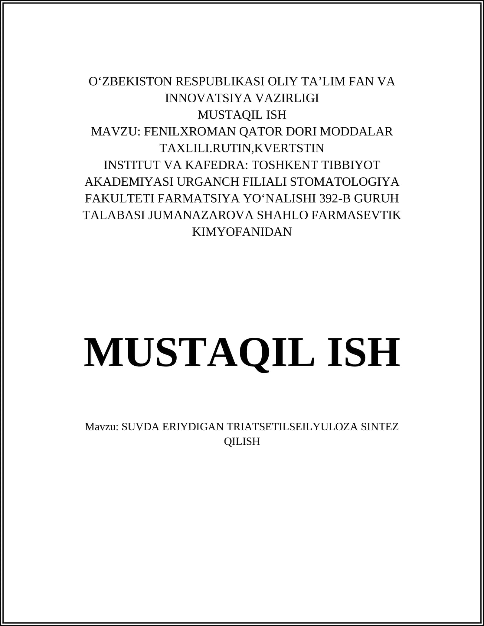 Triatsetilselülozaning kimyoviy tarkibi