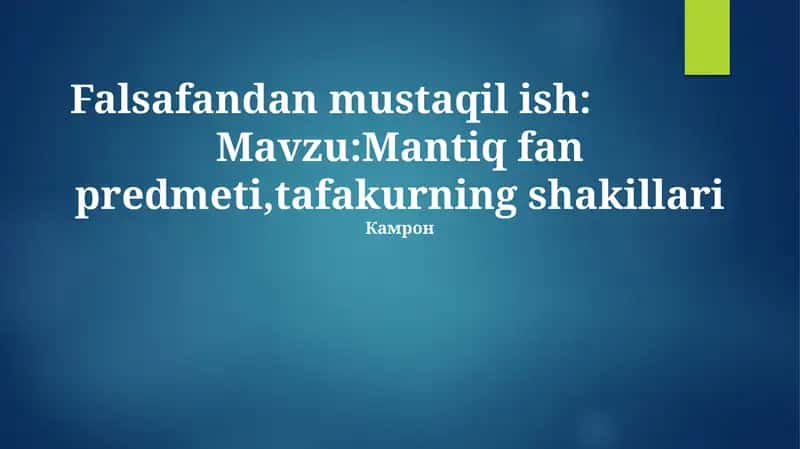 Falsafandan mustaqil ish
